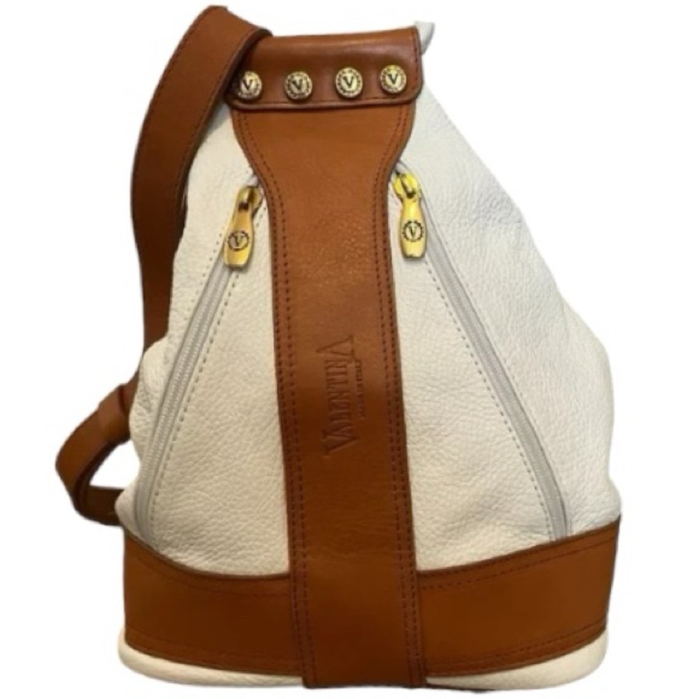 Valentina Women's White Leather Backpack Bag Italian Made Purse One Size